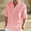 Men Casual Cotton Linen Long Sleeve Shirt
