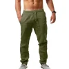 Men's Cotton Linen Casual Pants Male Shorts Pants Breathable