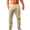 Men's Cotton Linen Casual Pants Male Shorts Pants Breathable