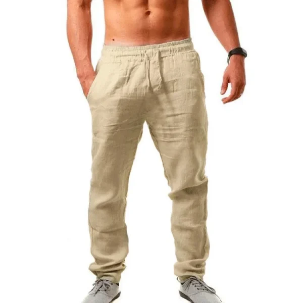 Men's Cotton Linen Casual Pants Male Shorts Pants Breathable