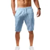 Men's Cotton Linen Casual Pants Male Shorts Pants Breathable