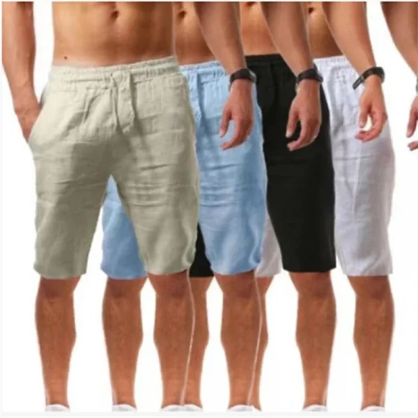 Men's Cotton Linen Casual Pants Male Shorts Pants Breathable