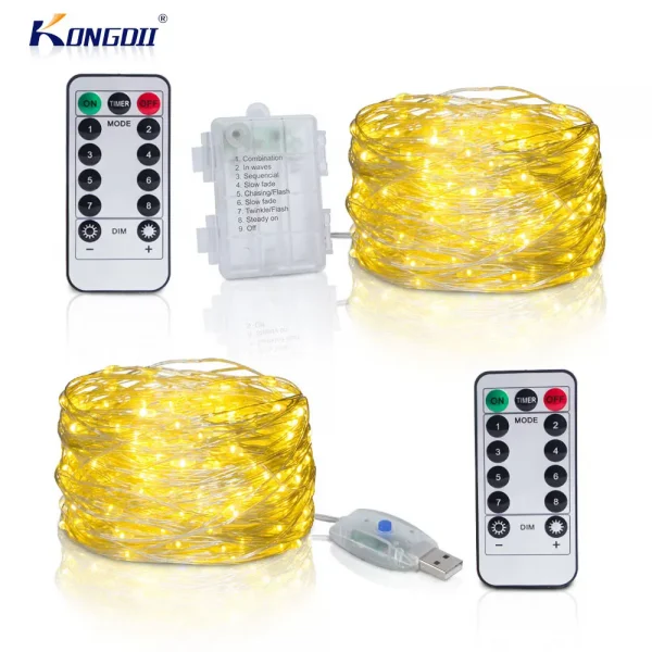 Silver Wire LED Fairy String Lights USB 5M 10M 20M