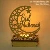 Eid Mubarak Wooden Pendant LED Candles Decor