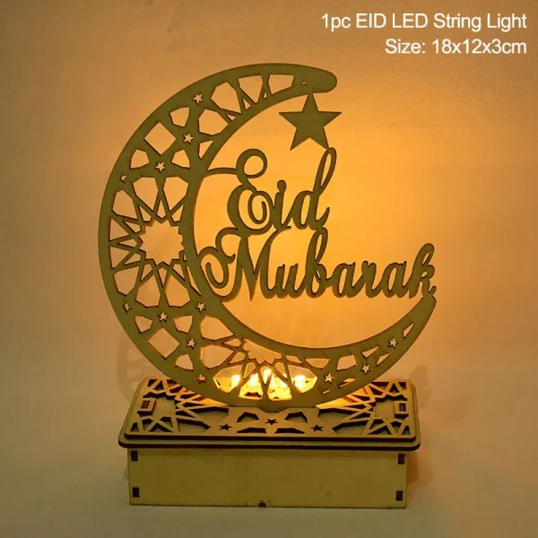 Eid Mubarak Wooden Pendant LED Candles Decor