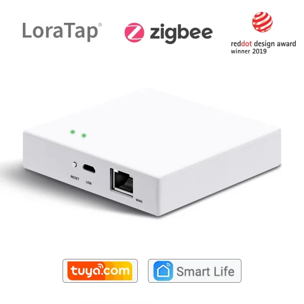 LoraTap Smart Home Tuya ZigBee Gateway Hub Bridge with Network Interface Smart Life App Remote Control Devices up to 256 Mesh
