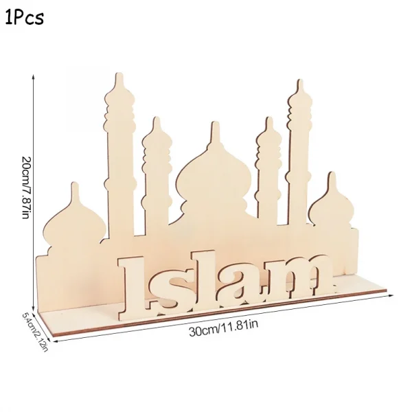 Eid Mubarak Wooden Pendant LED Candles Decor