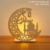 Eid Mubarak Wooden Pendant LED Candles Decor