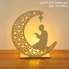 Eid Mubarak Wooden Pendant LED Candles Decor