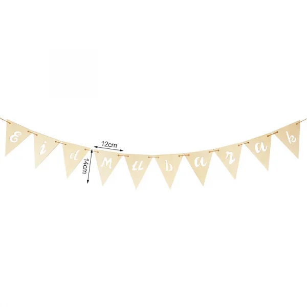 Eid Mubarak Wooden Pendant LED Candles Decor