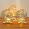 Eid Mubarak Wooden Pendant LED Candles Decor