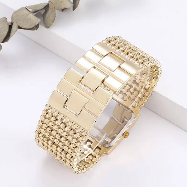 Sleek Crystal Square Dial Ladies Quartz Watch