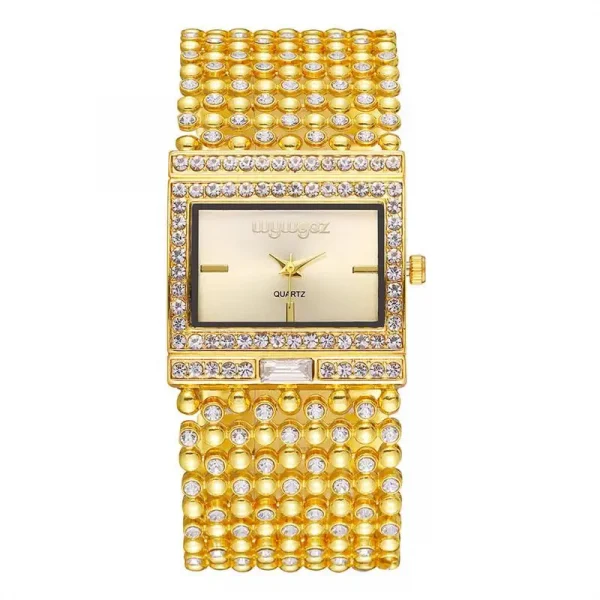 Sleek Crystal Square Dial Ladies Quartz Watch