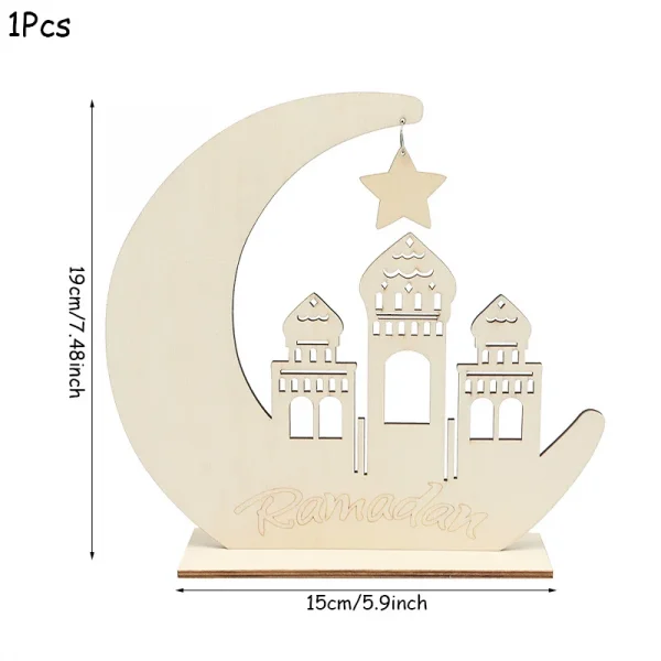 Eid Mubarak Wooden Pendant LED Candles Decor