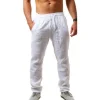 Men's Cotton Linen Casual Pants Male Shorts Pants Breathable
