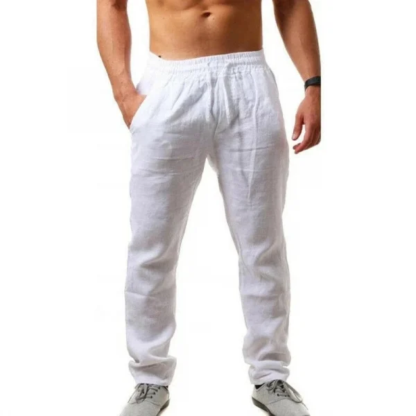 Men's Cotton Linen Casual Pants Male Shorts Pants Breathable