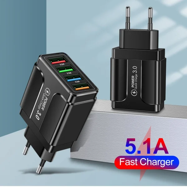 4-Port USB Wall Charger QC 3.0