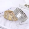 Sleek Crystal Square Dial Ladies Quartz Watch