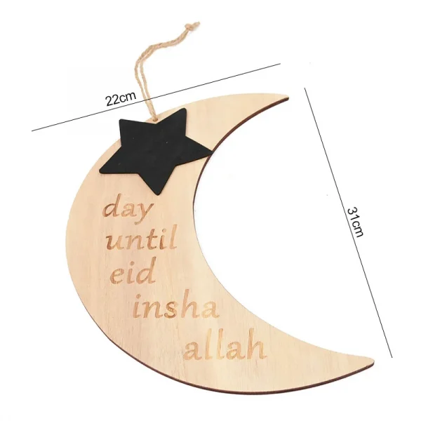 Eid Mubarak Wooden Pendant LED Candles Decor