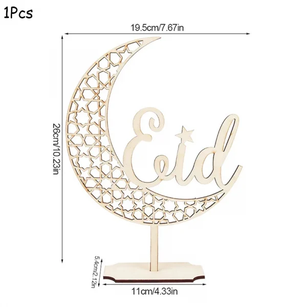 Eid Mubarak Wooden Pendant LED Candles Decor