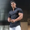 Men's Clothing Summer Gym Fitness Button Short Sleeve