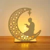 Eid Mubarak Wooden Pendant LED Candles Decor