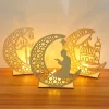 Eid Mubarak Wooden Pendant LED Candles Decor