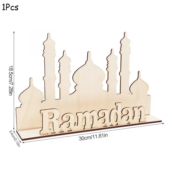 Eid Mubarak Wooden Pendant LED Candles Decor