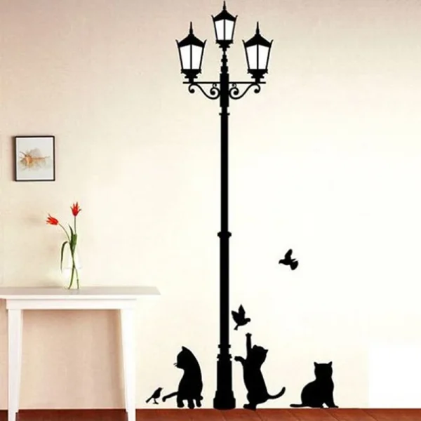Cats and Birds Wall Sticker Cartoon Mural Decor