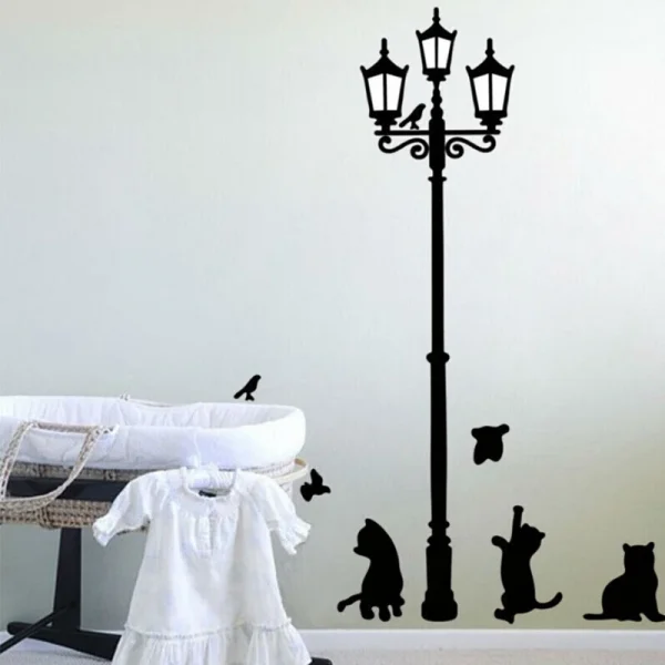 Cats and Birds Wall Sticker Cartoon Mural Decor