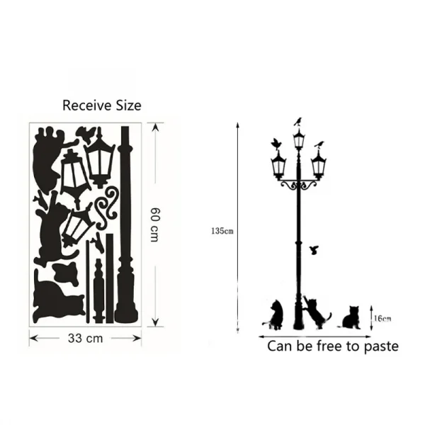 Cats and Birds Wall Sticker Cartoon Mural Decor
