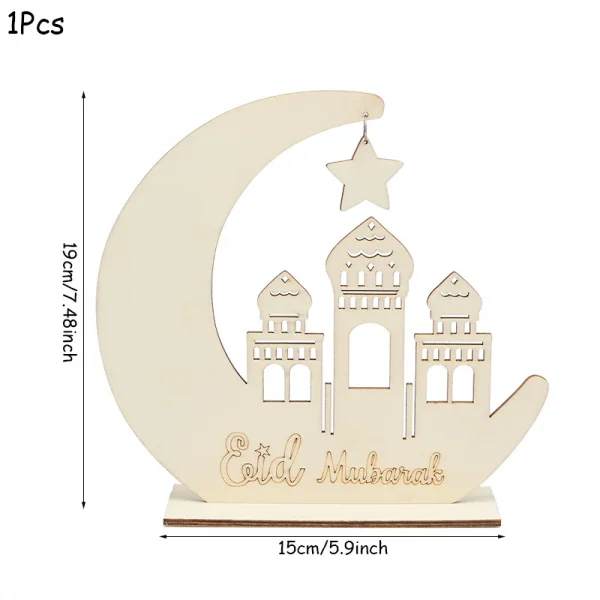 Eid Mubarak Wooden Pendant LED Candles Decor