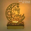 Eid Mubarak Wooden Pendant LED Candles Decor