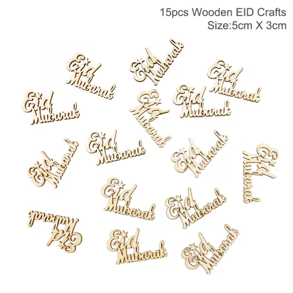 Eid Mubarak Wooden Pendant LED Candles Decor