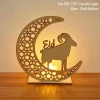 Eid Mubarak Wooden Pendant LED Candles Decor