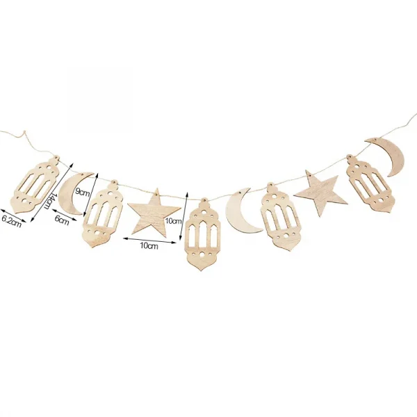 Eid Mubarak Wooden Pendant LED Candles Decor