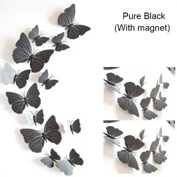 12PCS PVC 3D Butterfly Wall Decor Cute Butterflies