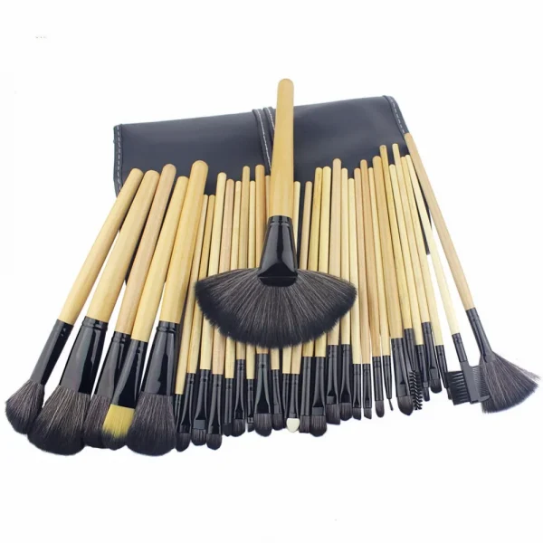 32 PCS Makeup Brush Set with Black Leather Bag