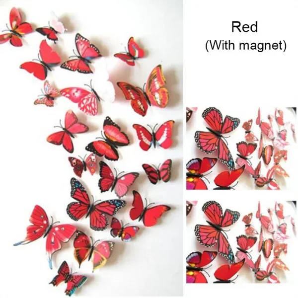 12PCS PVC 3D Butterfly Wall Decor Cute Butterflies