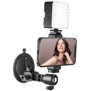 LED Selfie Light with Mirror Suction Cup Phone Holder