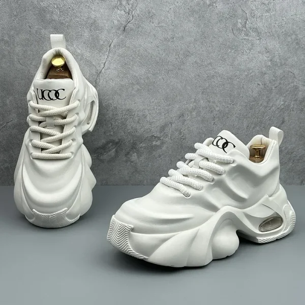 Men Leather Platform Sneakers Outdoor Casual Shoes