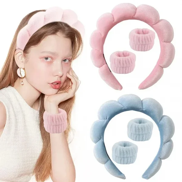 Sponge Spa Headband and Wristband Set