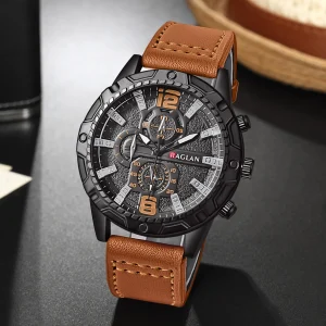 Men Fashion Leather Strap Quartz Wristwatch