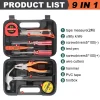 8/9/12/13Piece Tools Set General House. Kit with Plastic Toolbox Storage
