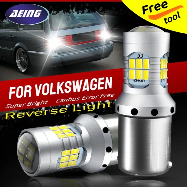 2×LED Reverse Light Blub 1156 P21W Canbus Backup For VW Beetle Golf 4 5 Jetta Passat GTI Rabbit Eos Amarok Polo Bora Touran