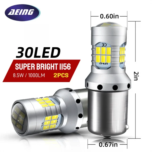 2×LED Reverse Light Blub 1156 P21W Canbus Backup For VW Beetle Golf 4 5 Jetta Passat GTI Rabbit Eos Amarok Polo Bora Touran