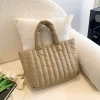 1pcs Ladies Tote Bags Large Capacity Cotton Padded Bag Solid Color Casual Fashion Nylon Elegant for handbag