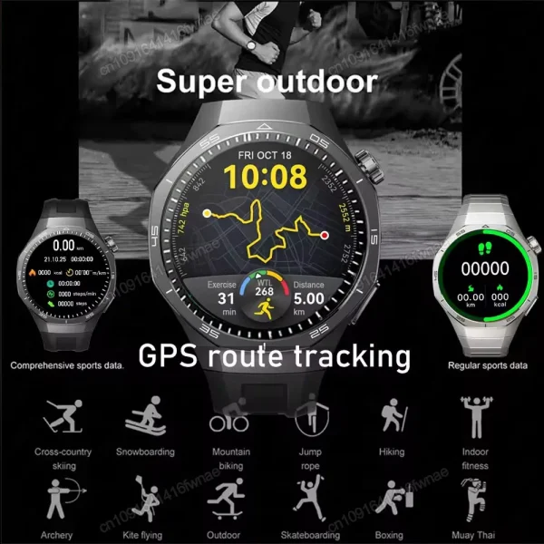 Android iOS Smart Watch Men HD AMOLED Screen GPS