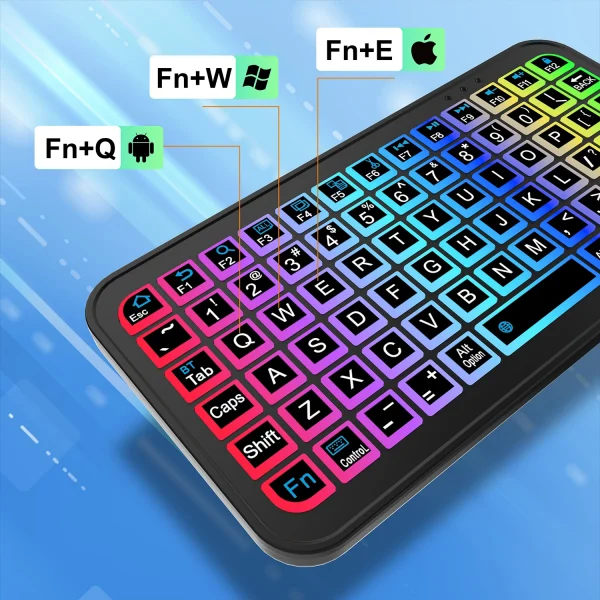 Bluetooth 5.2 Keyboard RGB Backlit Keyboard Ultra-thin Wireless Keyboard Mute Keyboard Mini Keyboard For Windows Android IOS