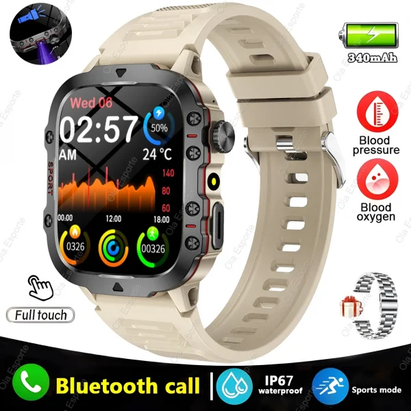 New Military Smart Watch Men IP68 5ATM Outdoor Sport Fitness Tracker